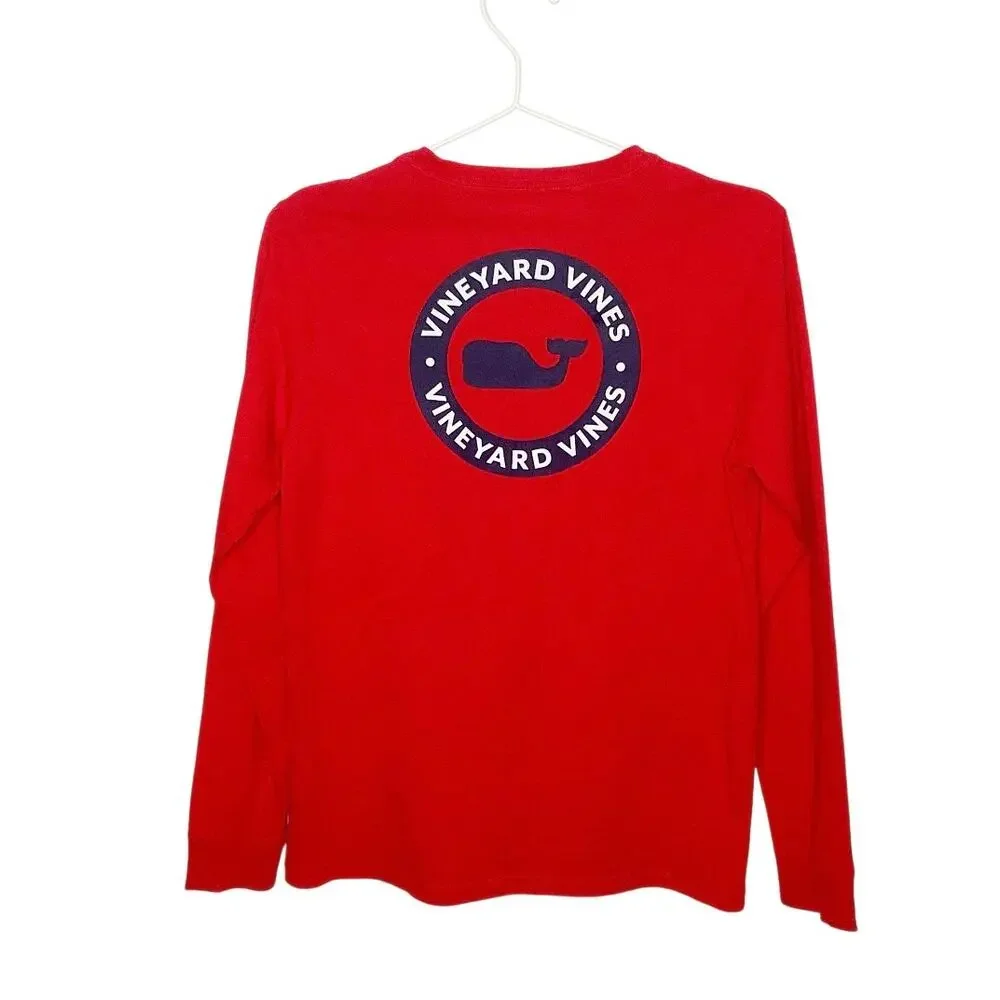 Vineyard Vines Red Long Sleeve Hooded Graphic T-Shirt Medium